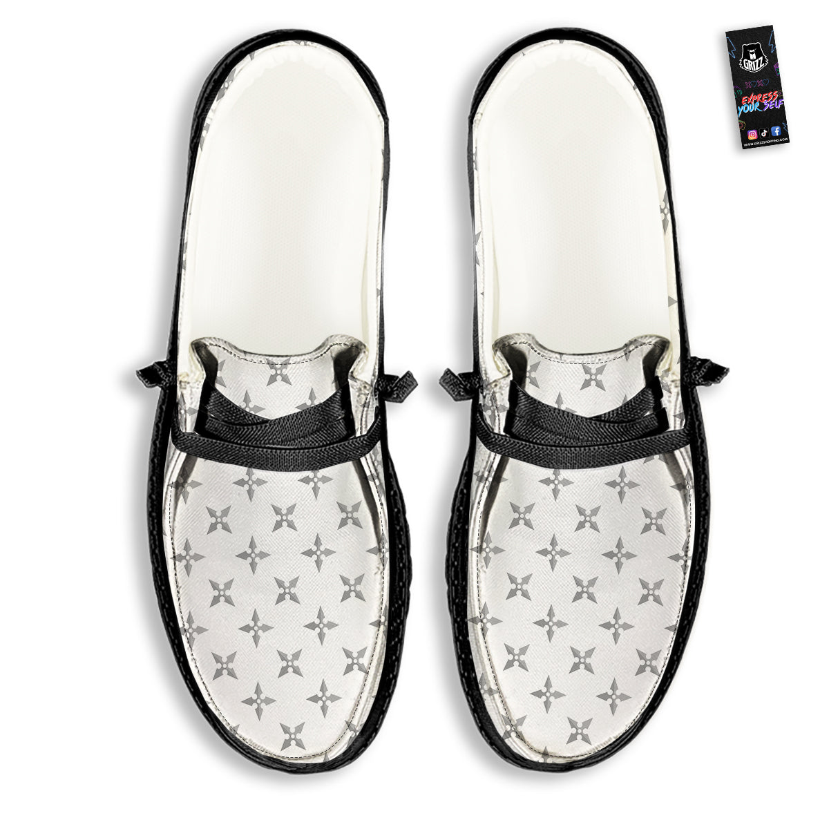 Weapon Ninja Print Pattern Black Loafers-grizzshop