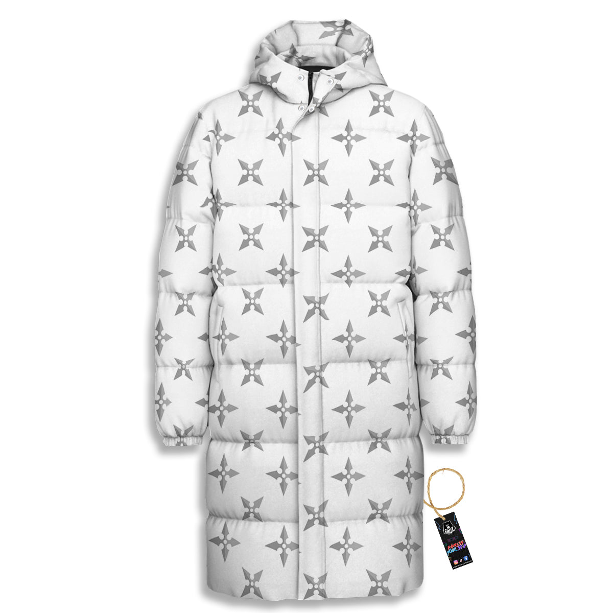 Weapon Ninja Print Pattern Long Down Jacket-grizzshop