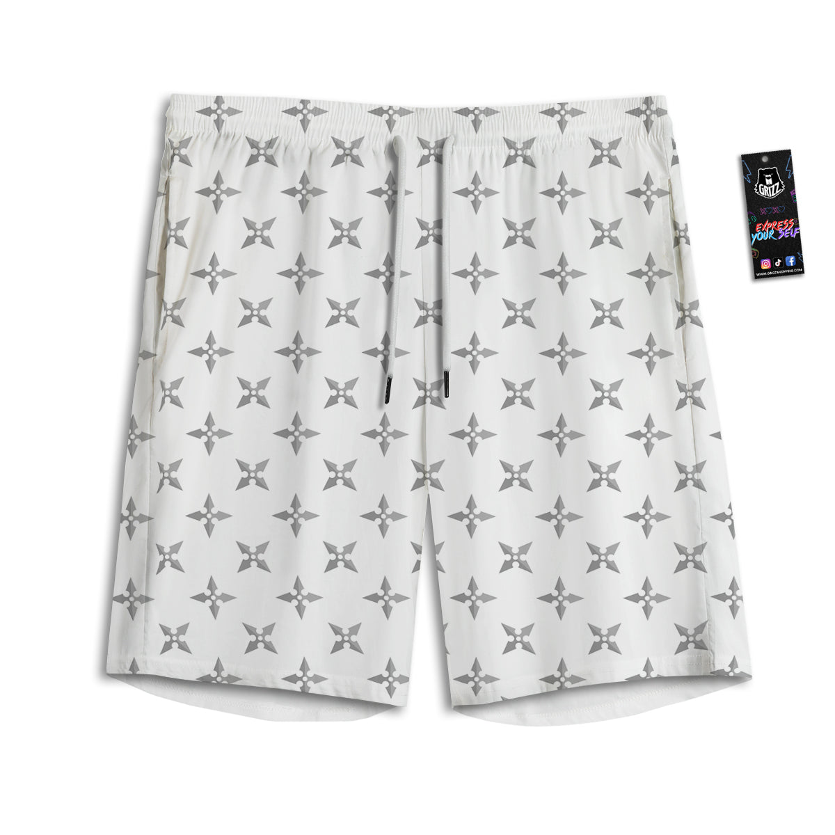 Weapon Ninja Print Pattern Men's Athletic Shorts-grizzshop