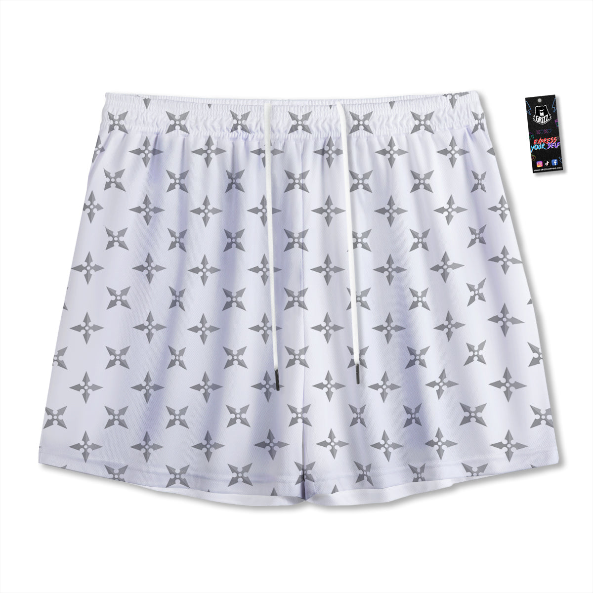 Weapon Ninja Print Pattern Mesh Shorts-grizzshop