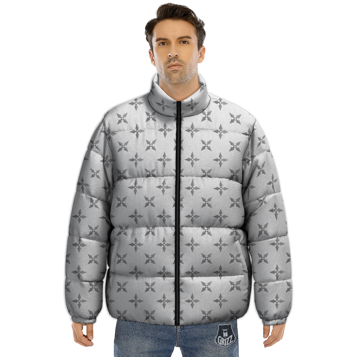 Weapon Ninja Print Pattern Puffer Jacket-grizzshop