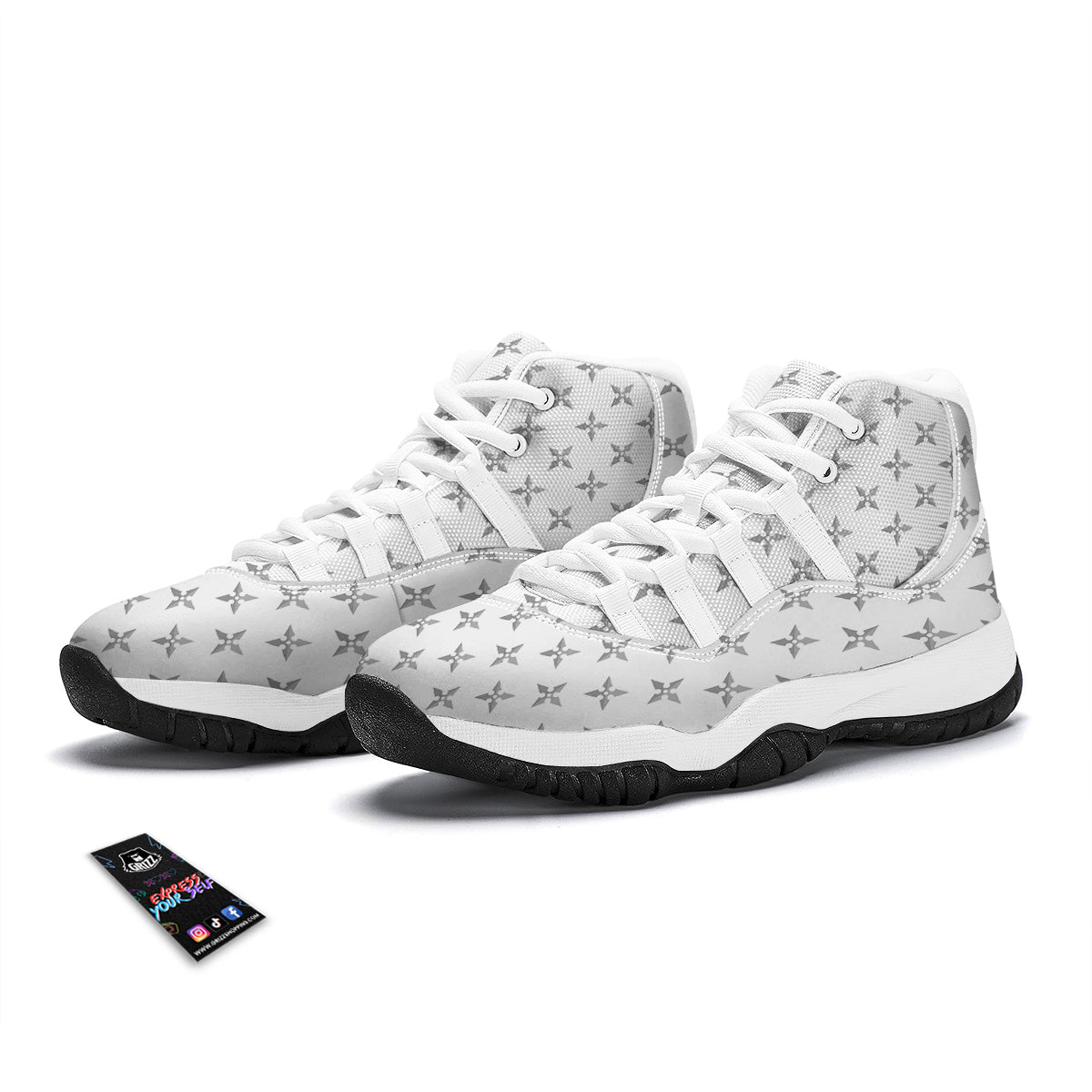 Weapon Ninja Print Pattern White Bball Shoes-grizzshop
