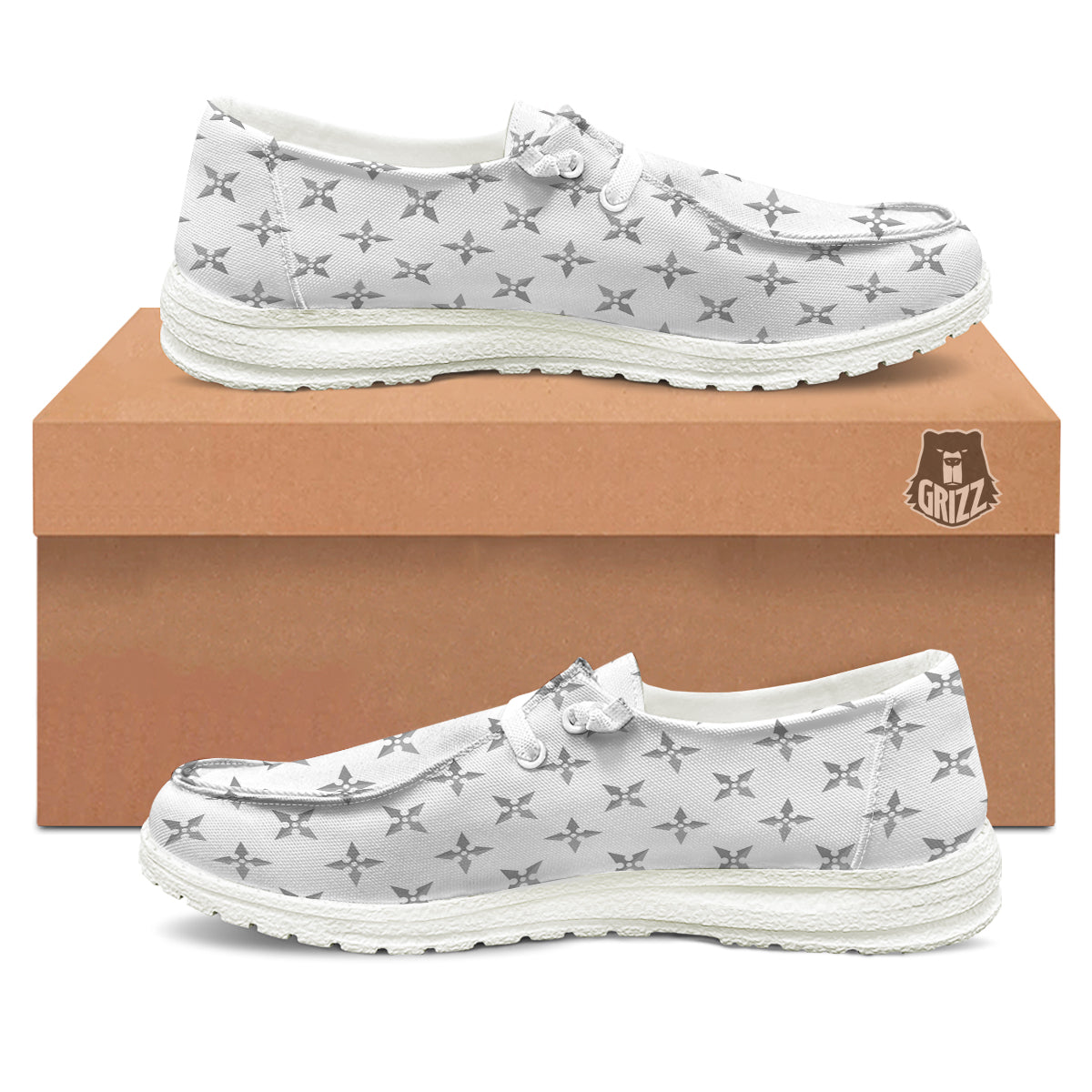 Weapon Ninja Print Pattern White Loafers-grizzshop