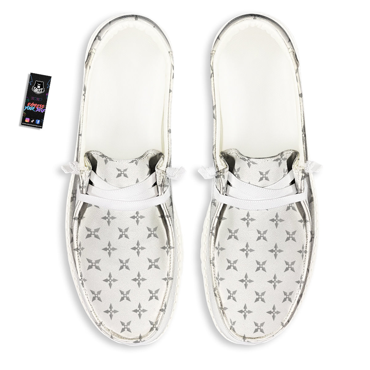 Weapon Ninja Print Pattern White Loafers-grizzshop