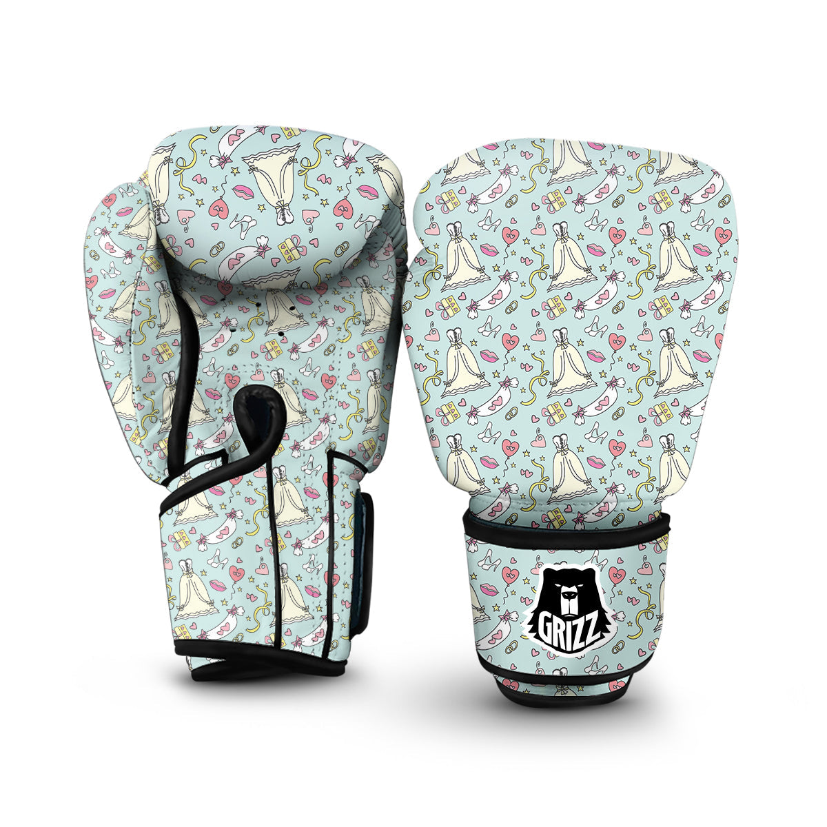 Wedding Pastel Pattern Print Boxing Gloves-grizzshop