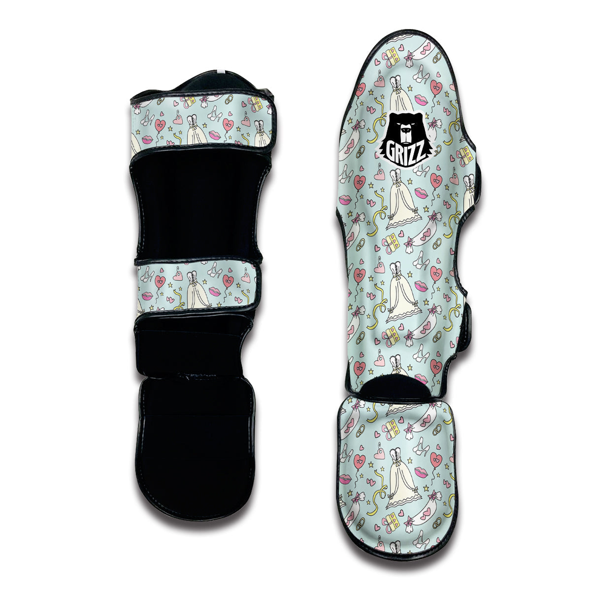 Wedding Pastel Pattern Print Muay Thai Shin Guards-grizzshop