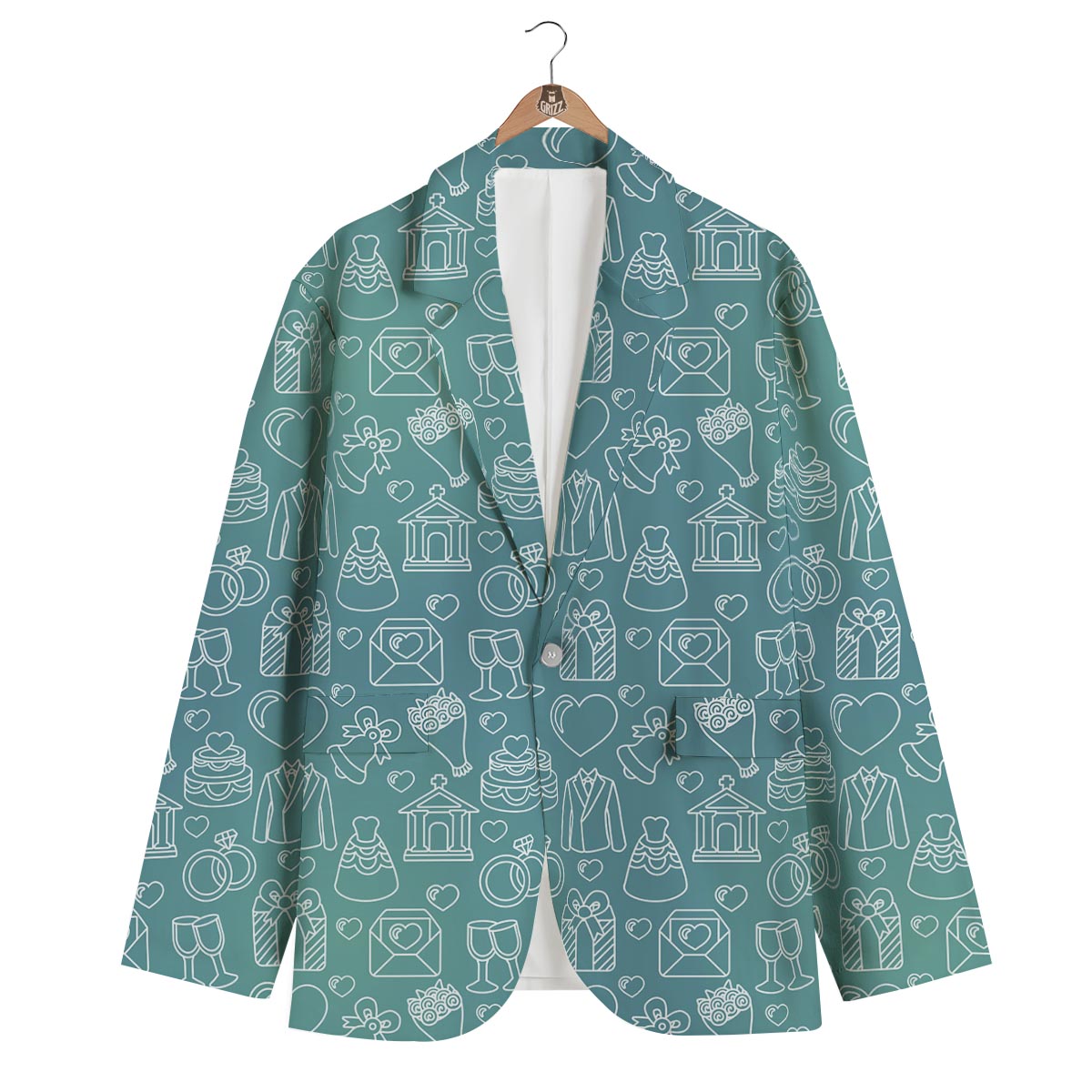 Wedding Pattern Print Men's Blazer-grizzshop