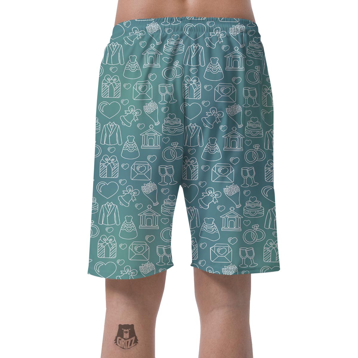 Wedding Pattern Print Men's Shorts-grizzshop