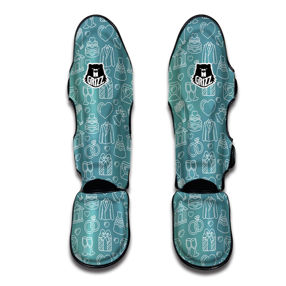 Wedding Pattern Print Muay Thai Shin Guards-grizzshop