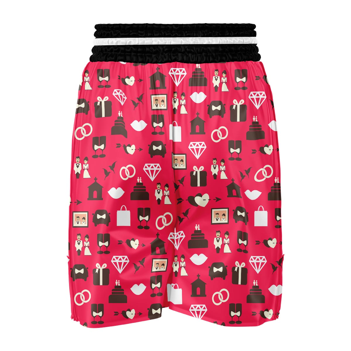 Wedding Pink Print Pattern Boxing Shorts-grizzshop