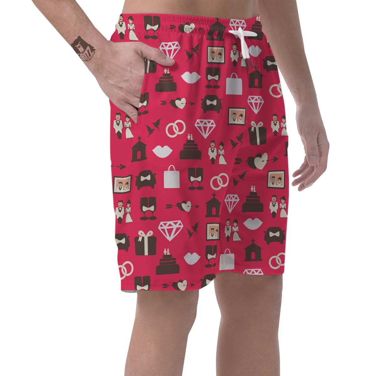 Wedding Pink Print Pattern Men's Shorts-grizzshop