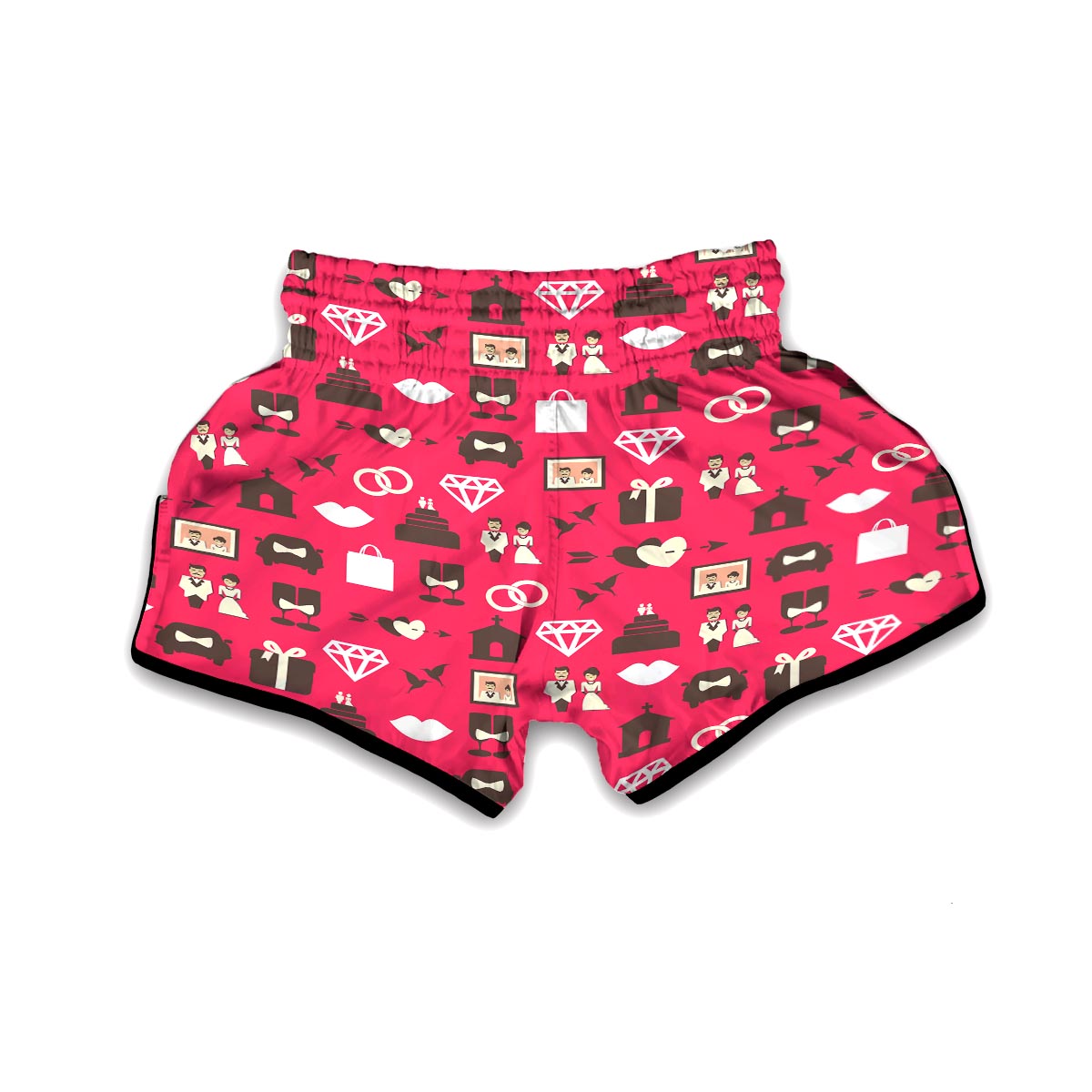 Wedding Pink Print Pattern Muay Thai Boxing Shorts-grizzshop