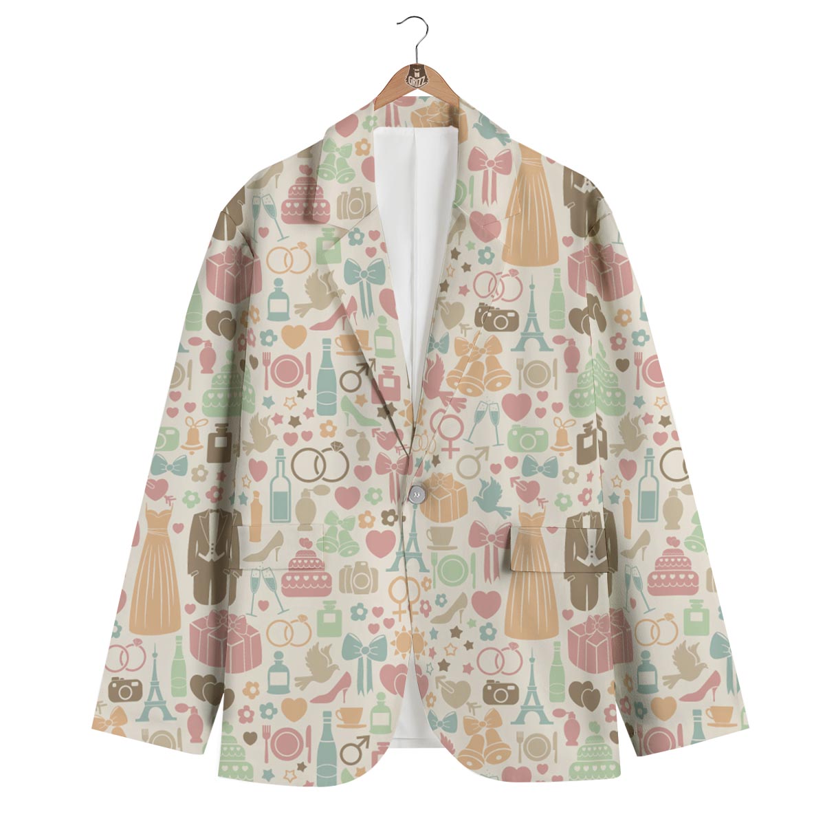 Wedding Print Pattern Men's Blazer-grizzshop