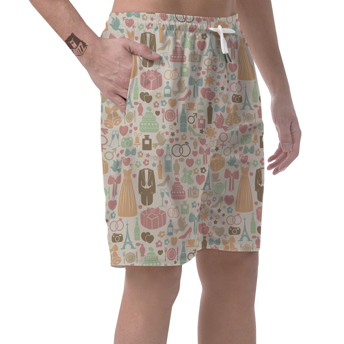 Wedding Print Pattern Men's Shorts-grizzshop