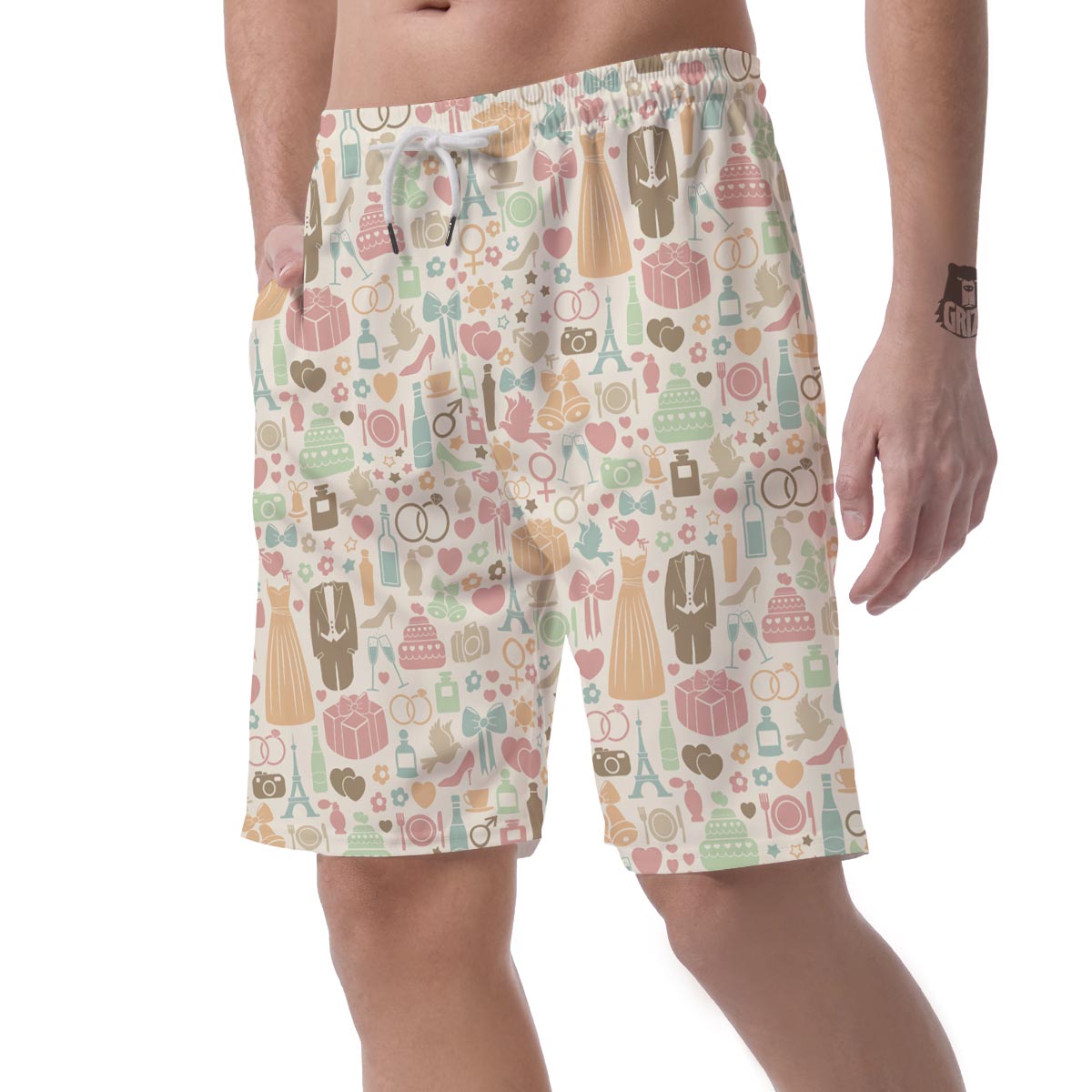 Wedding Print Pattern Men's Shorts-grizzshop