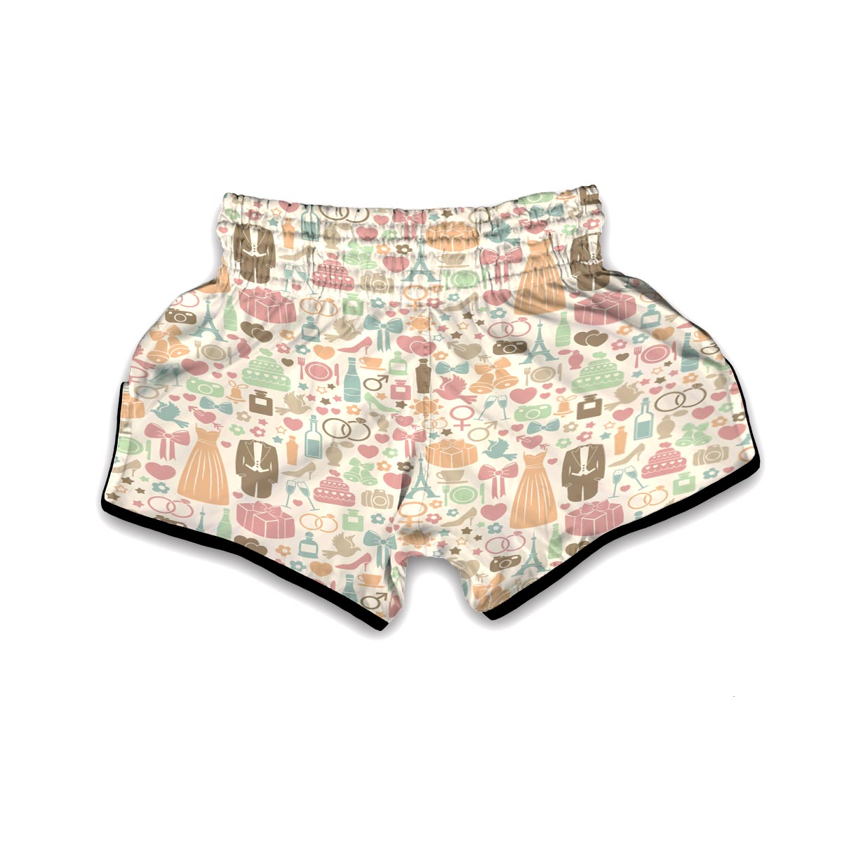 Wedding Print Pattern Muay Thai Boxing Shorts-grizzshop