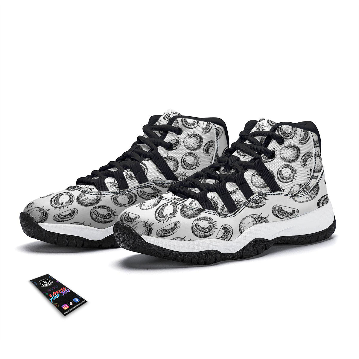 Weed Green Print Black Bball Shoes-grizzshop