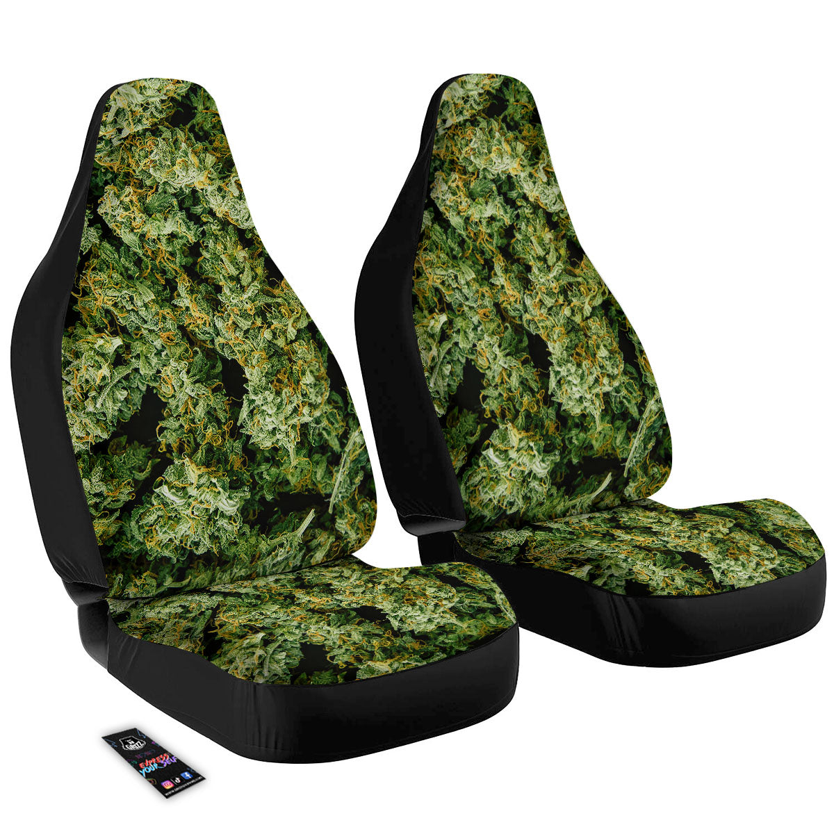 Weed Green Print Car Seat Covers-grizzshop