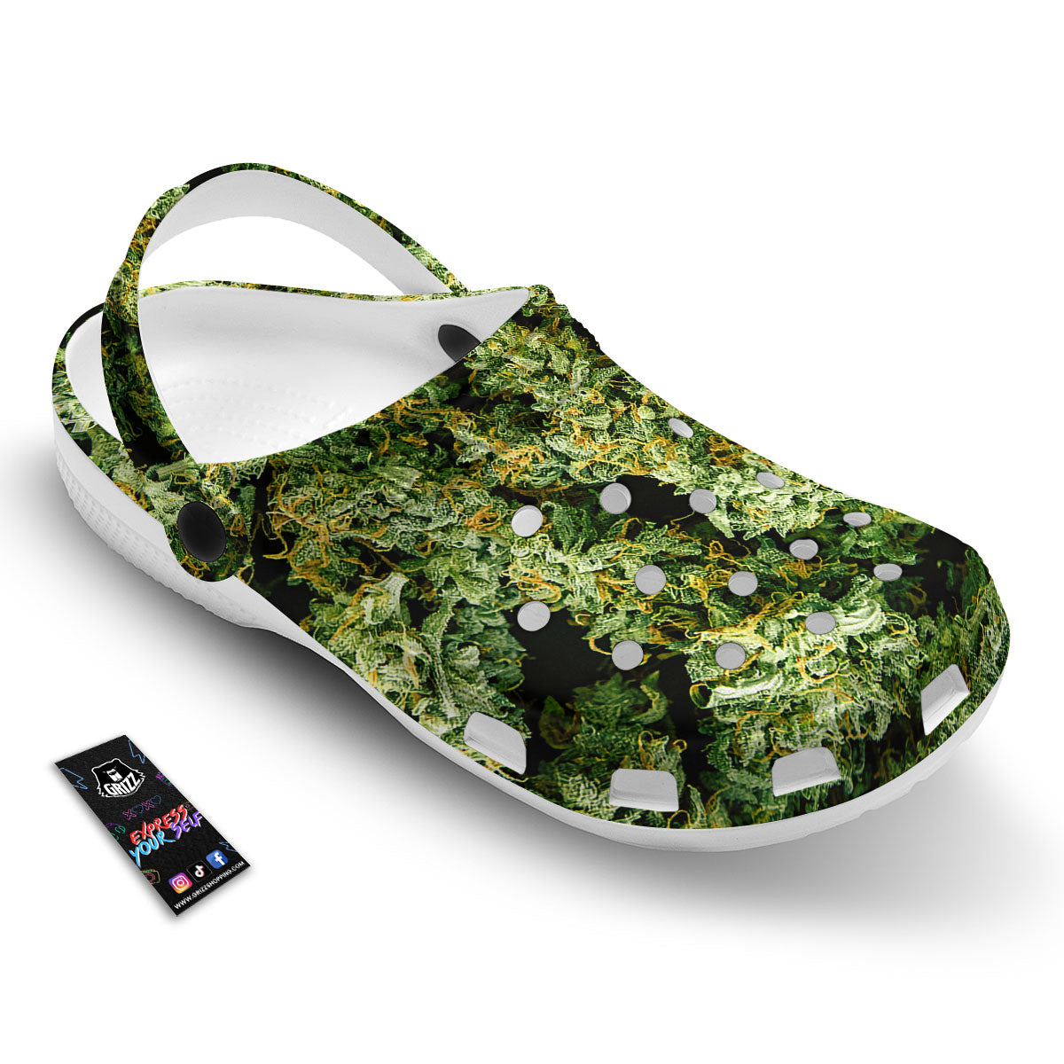 Weed Green Print Clog-grizzshop