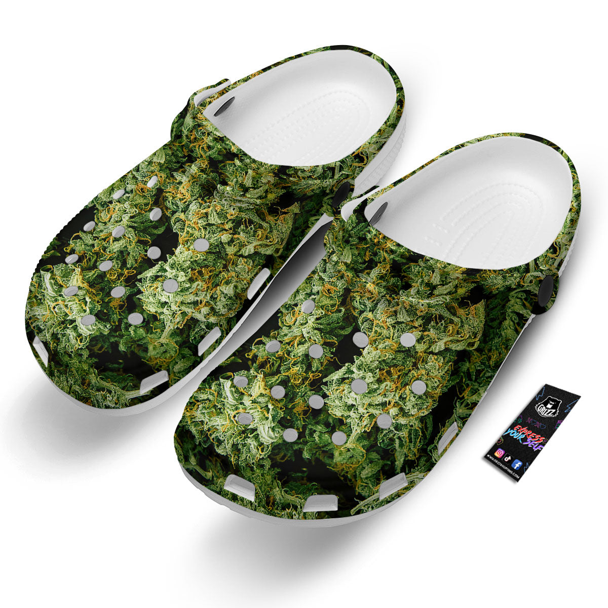 Weed Green Print Clog-grizzshop