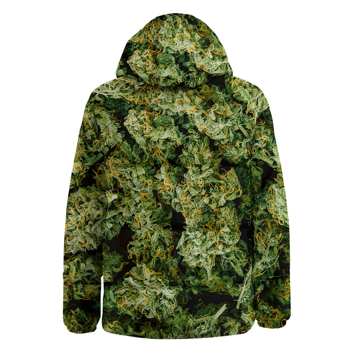 Weed Green Print Down Jacket-grizzshop