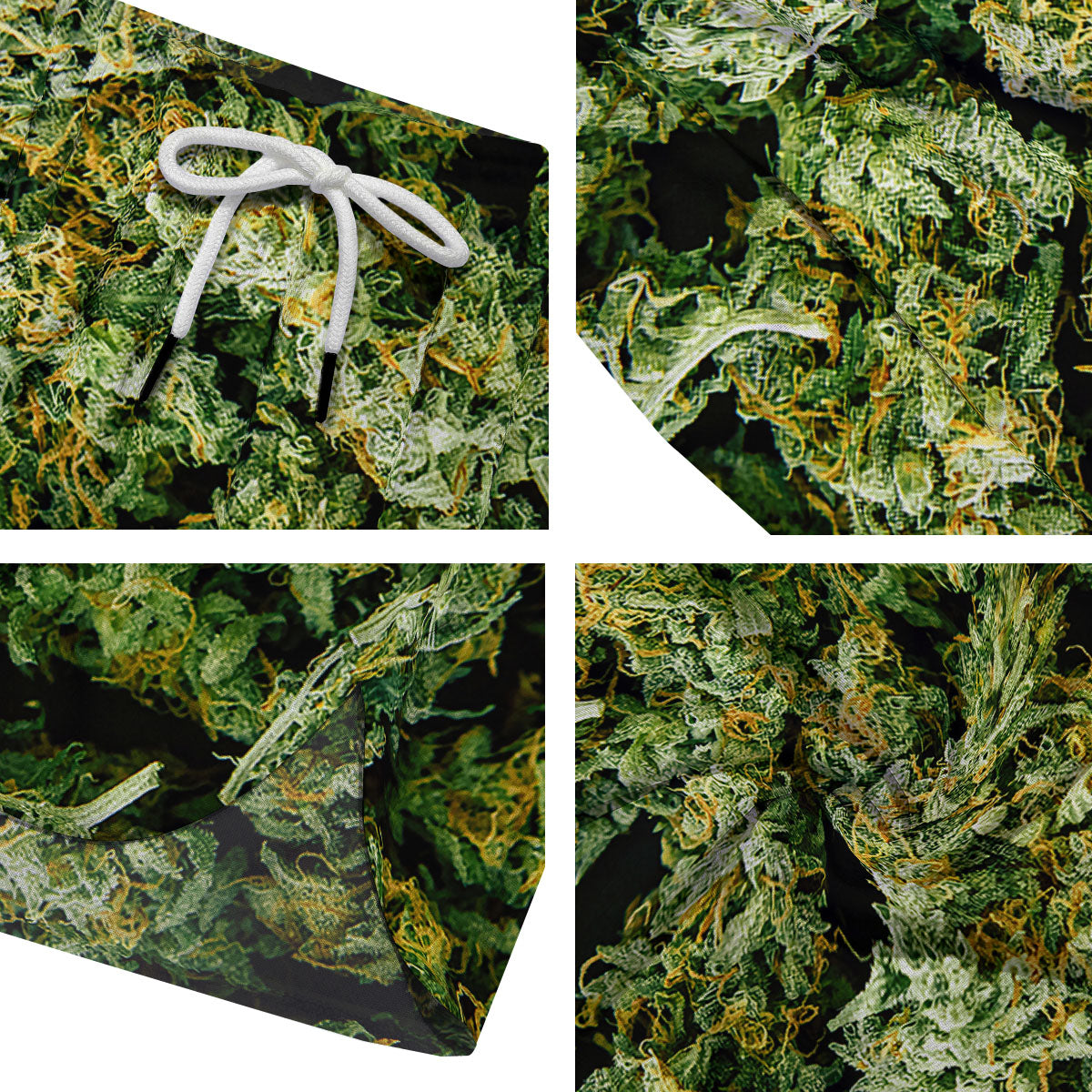 Weed Green Print Men's Running Shorts-grizzshop