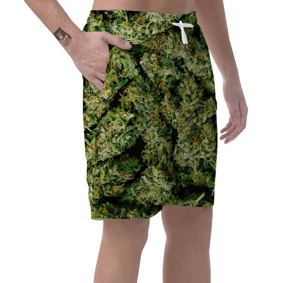 Weed Green Print Men's Shorts-grizzshop