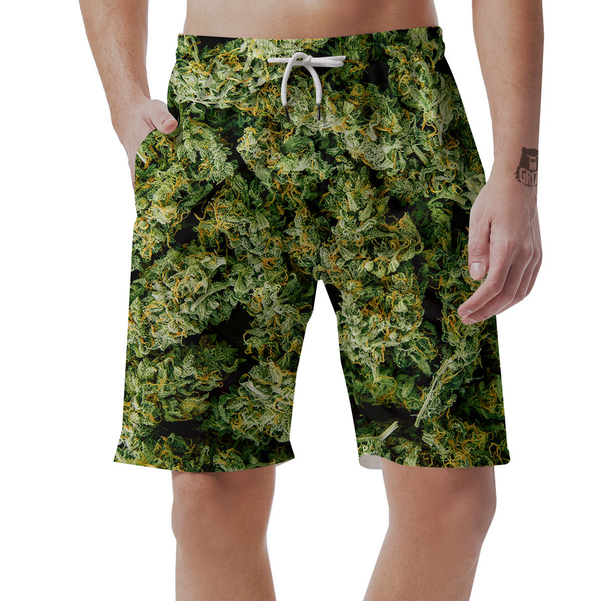 Weed Green Print Men's Shorts-grizzshop