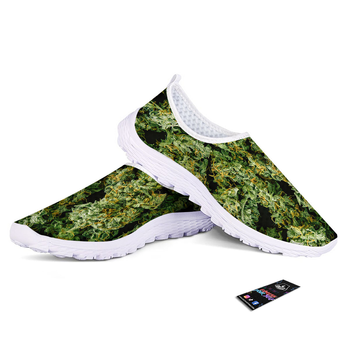 Weed Green Print Nurse Shoes-grizzshop