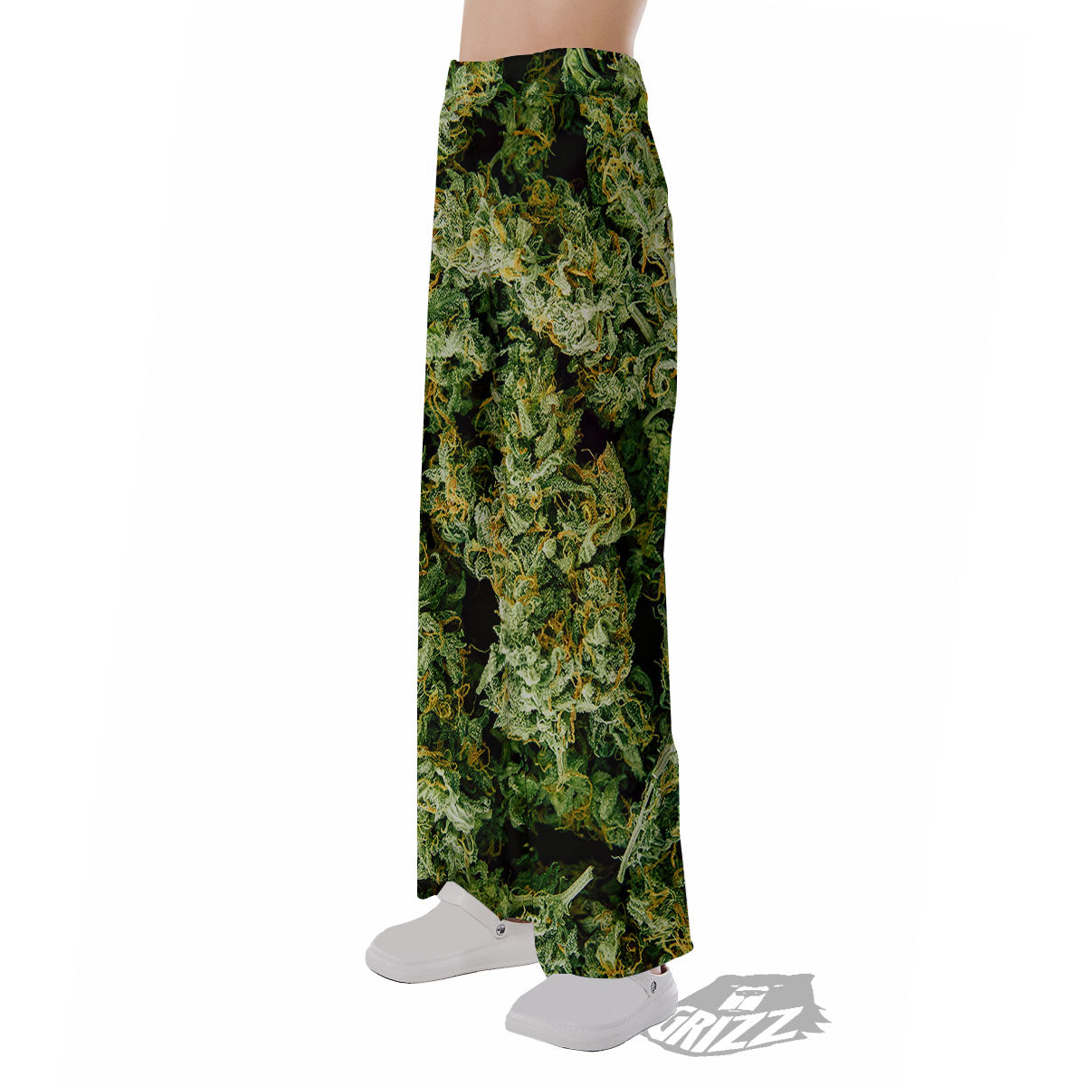 Weed Green Print Pajama Pants-grizzshop