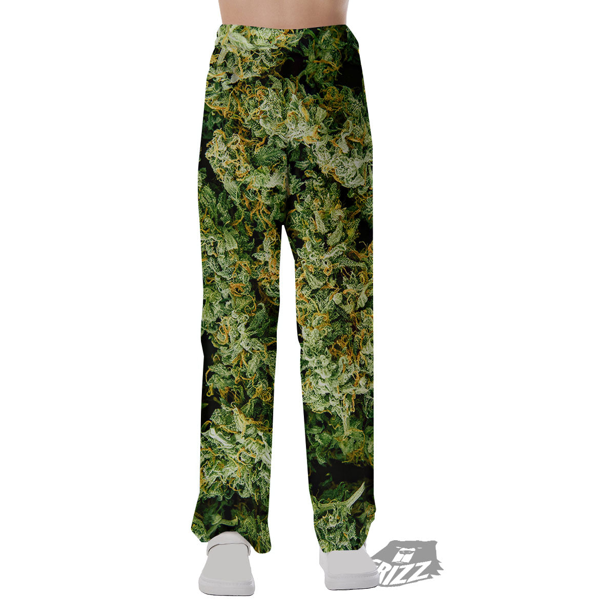 Weed Green Print Pajama Pants-grizzshop