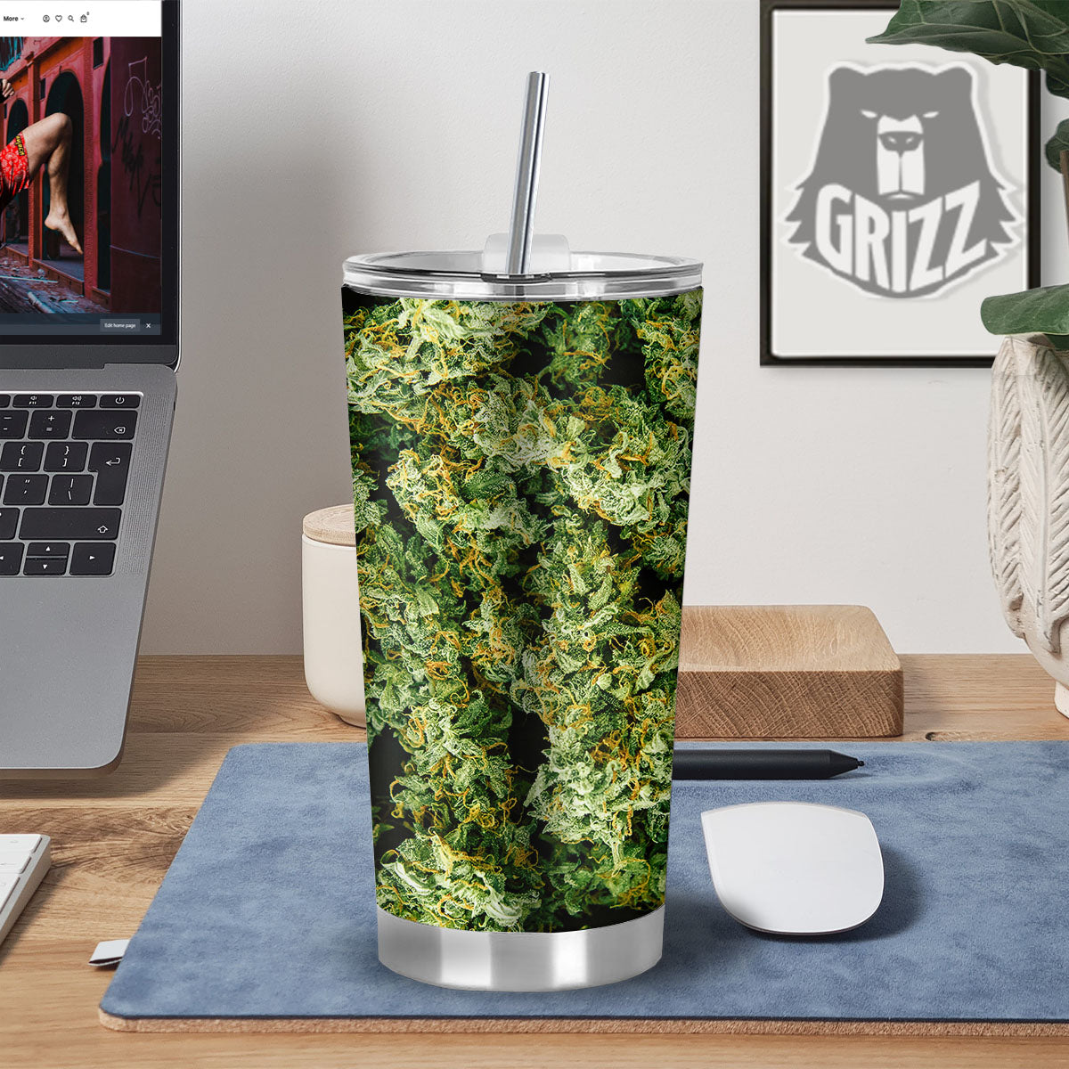 Weed Green Print Tumbler-grizzshop