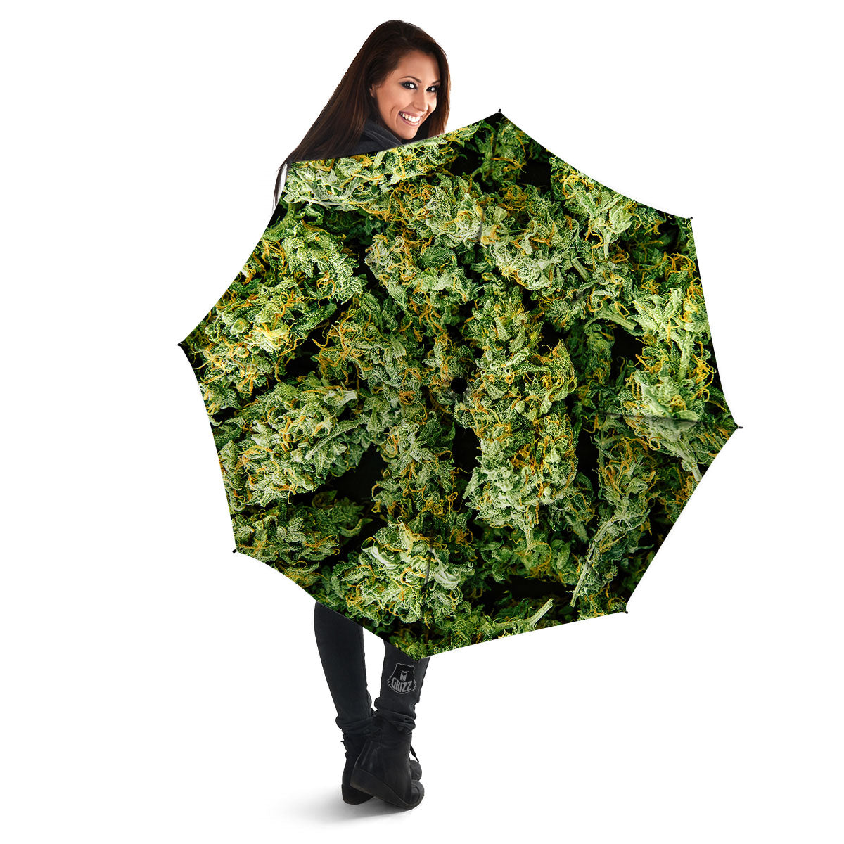 Weed Green Print Umbrella-grizzshop