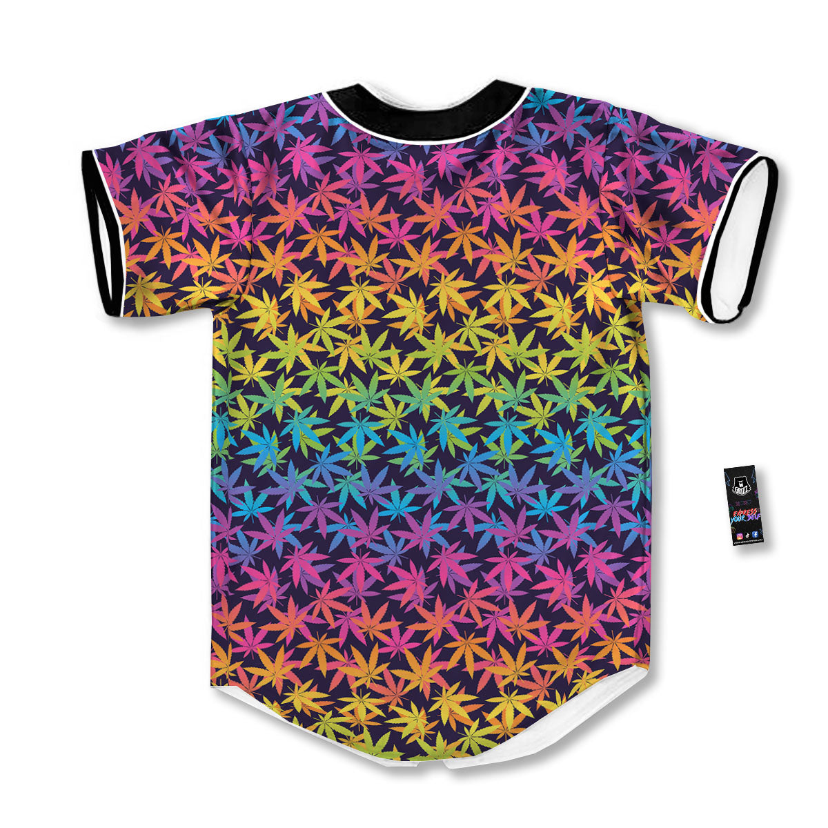 Weed Leaf Colorful Print Pattern Baseball Jersey-grizzshop