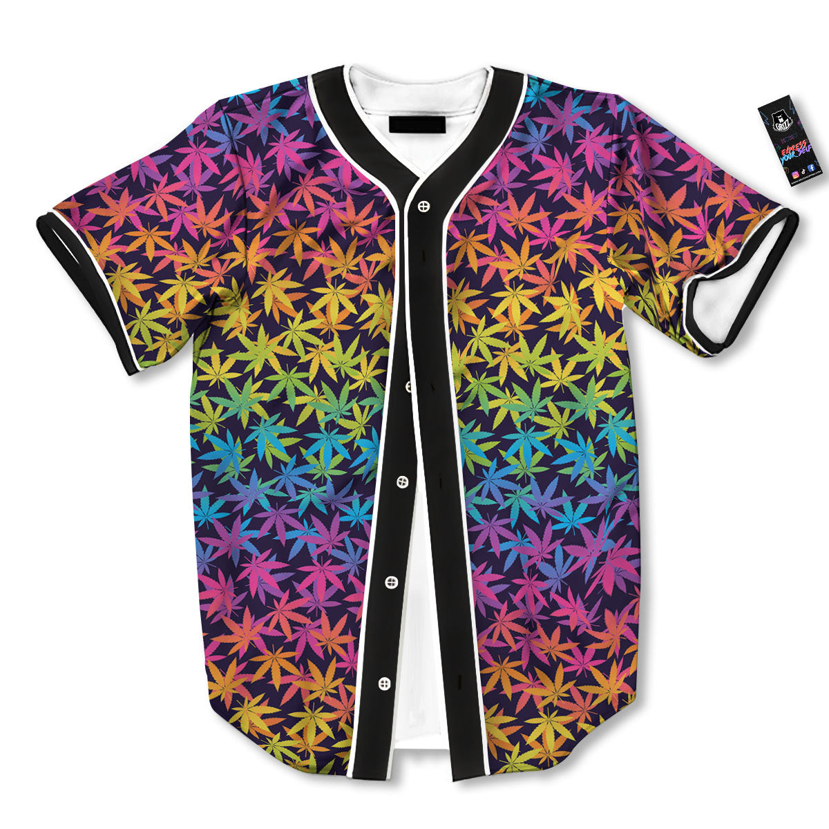 Weed Leaf Colorful Print Pattern Baseball Jersey-grizzshop