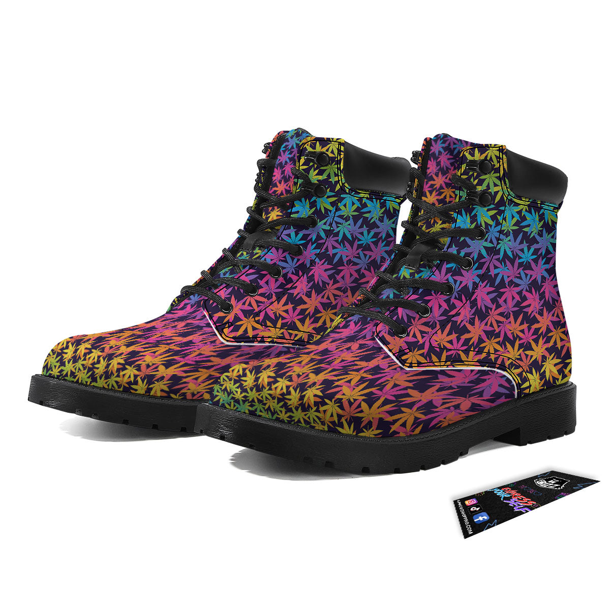 Weed Leaf Colorful Print Pattern Boots-grizzshop