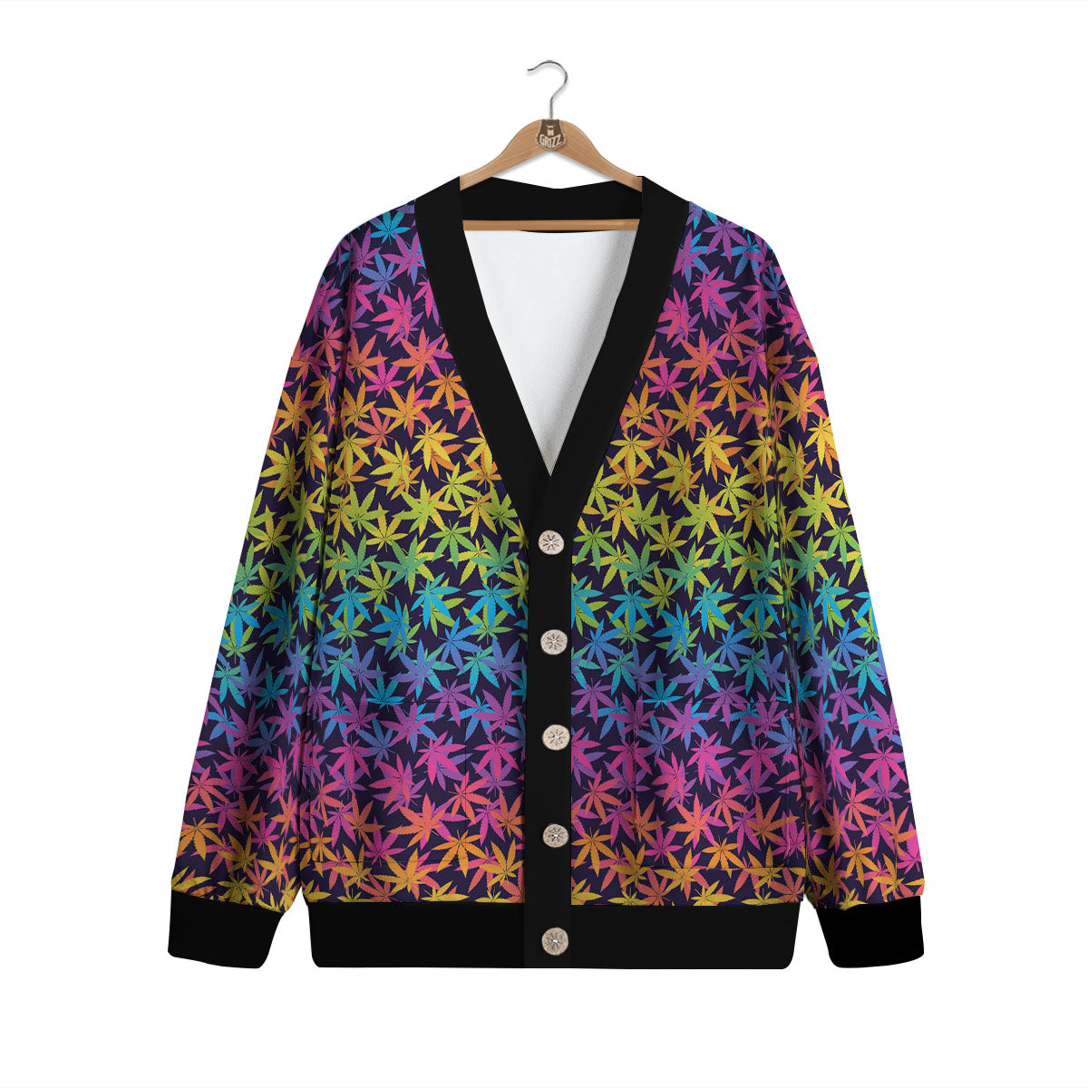 Weed Leaf Colorful Print Pattern Cardigan-grizzshop