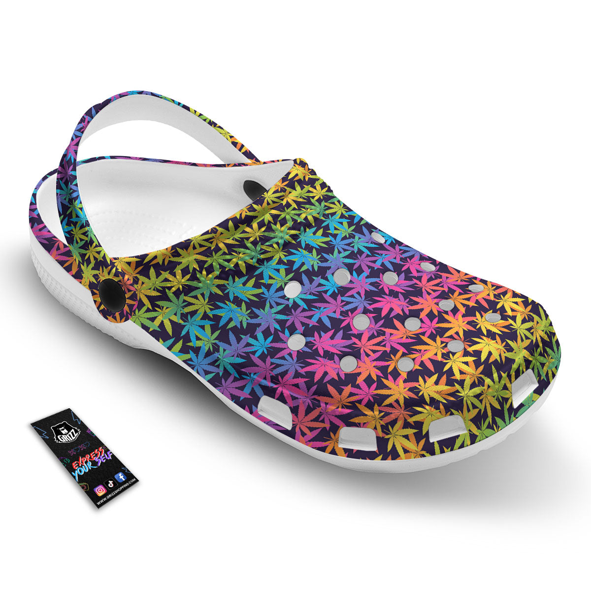 Weed Leaf Colorful Print Pattern Clog-grizzshop