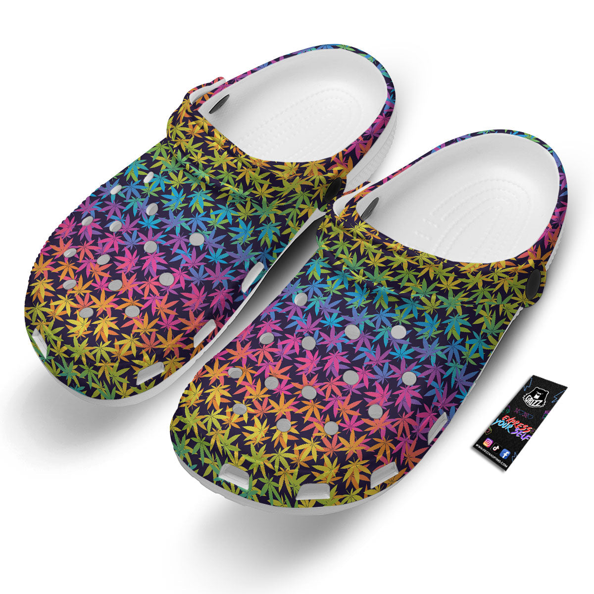 Weed Leaf Colorful Print Pattern Clog-grizzshop