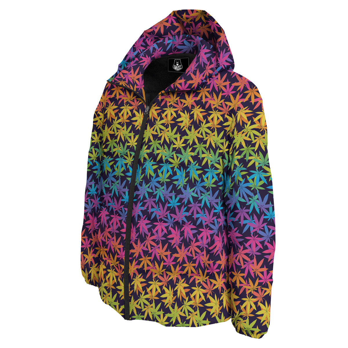 Weed Leaf Colorful Print Pattern Down Jacket-grizzshop