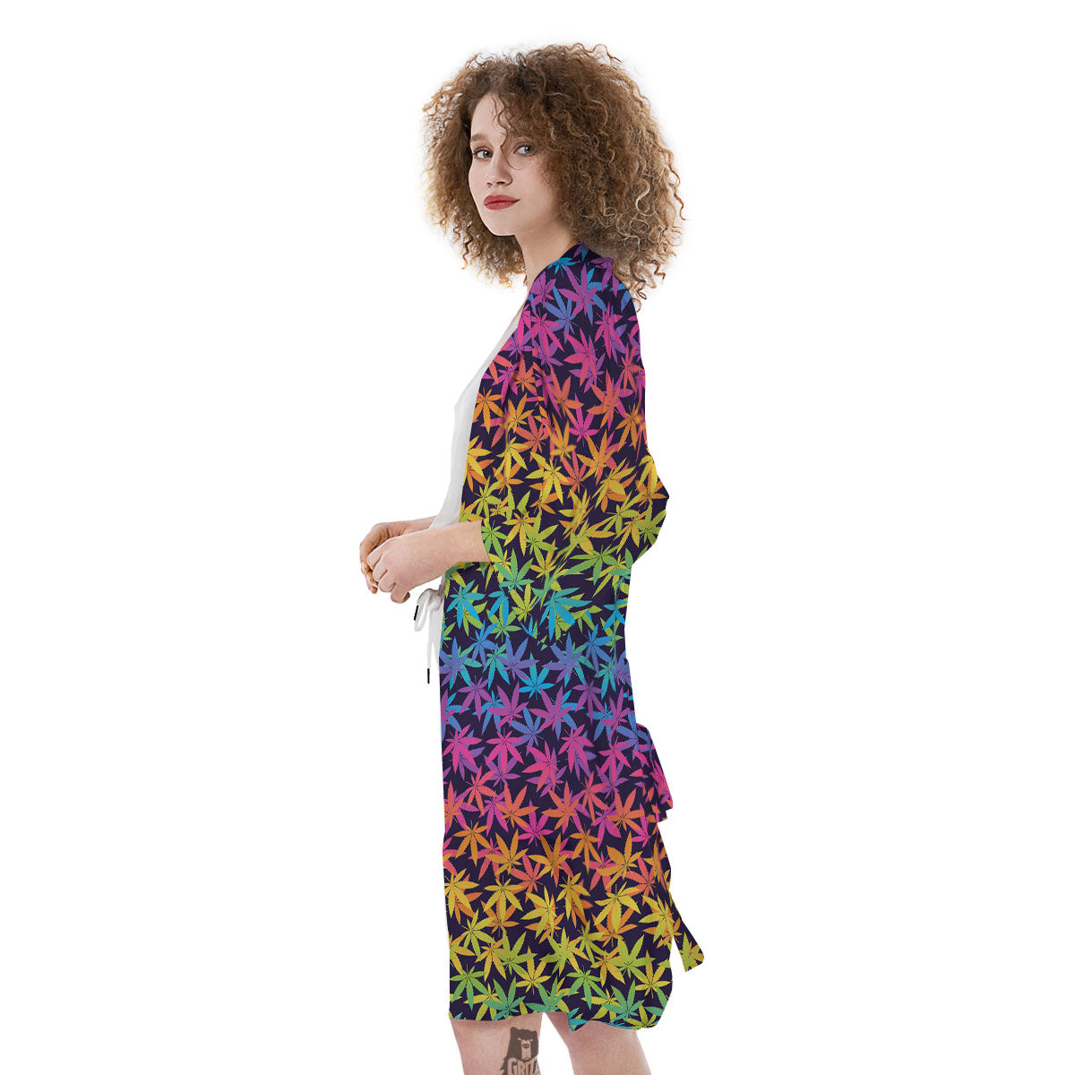 Weed Leaf Colorful Print Pattern Kimono-grizzshop