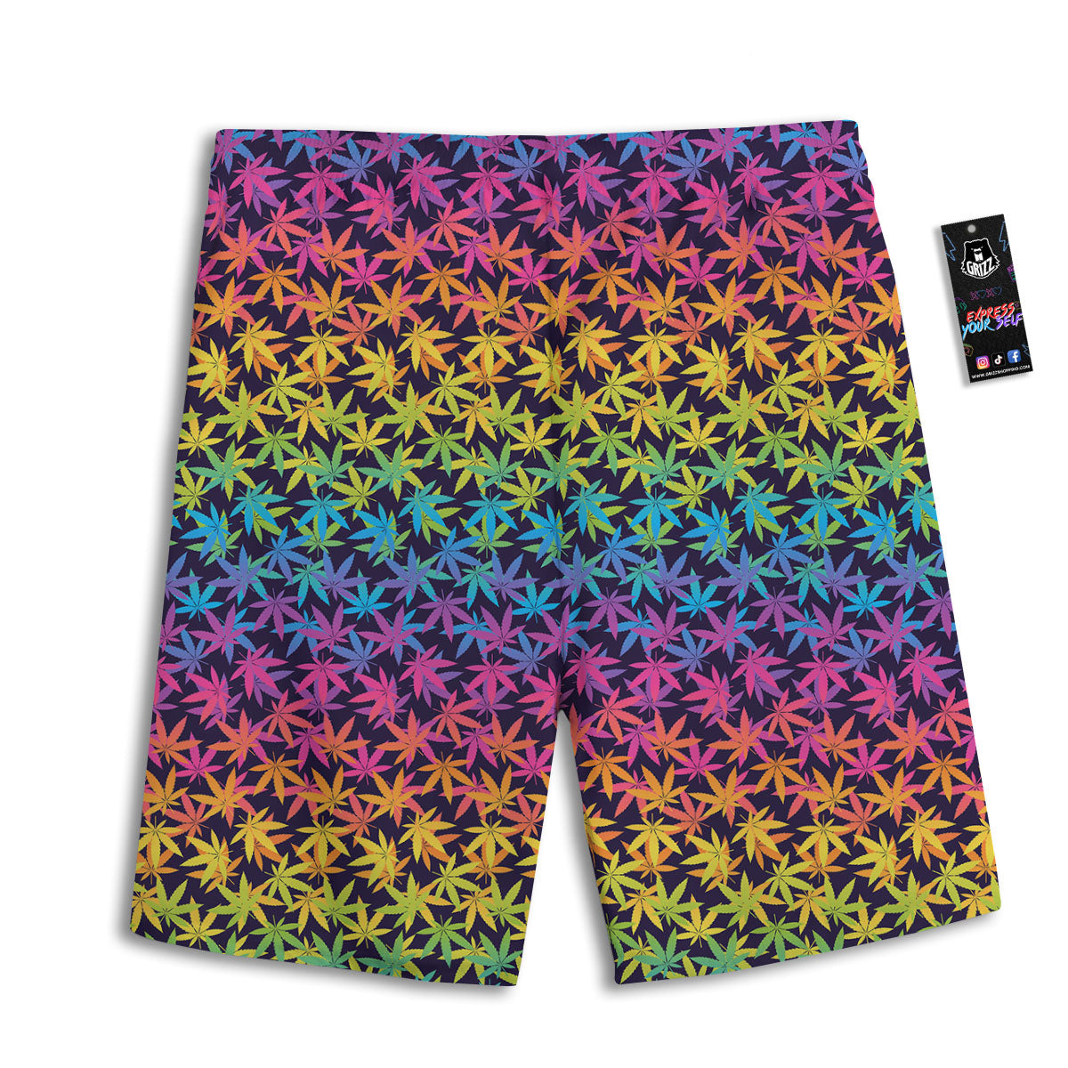 Weed Leaf Colorful Print Pattern Men's Athletic Shorts