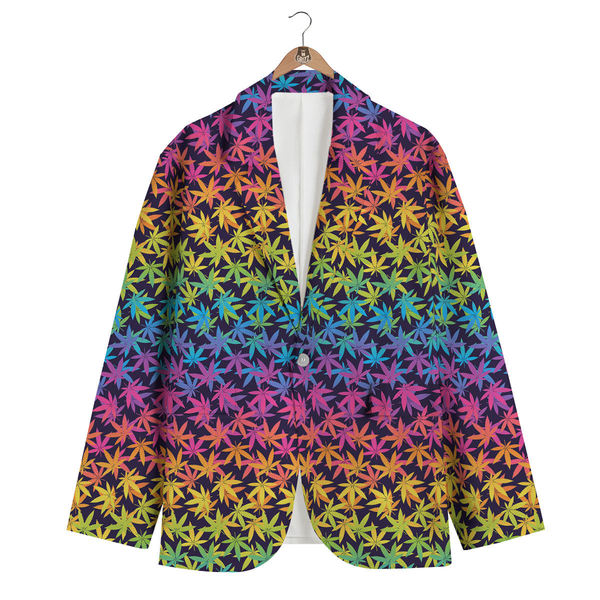 Weed Leaf Colorful Print Pattern Men's Blazer-grizzshop