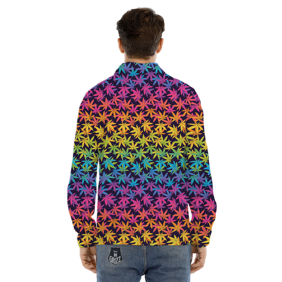 Weed Leaf Colorful Print Pattern Men's Dress Shirts-grizzshop