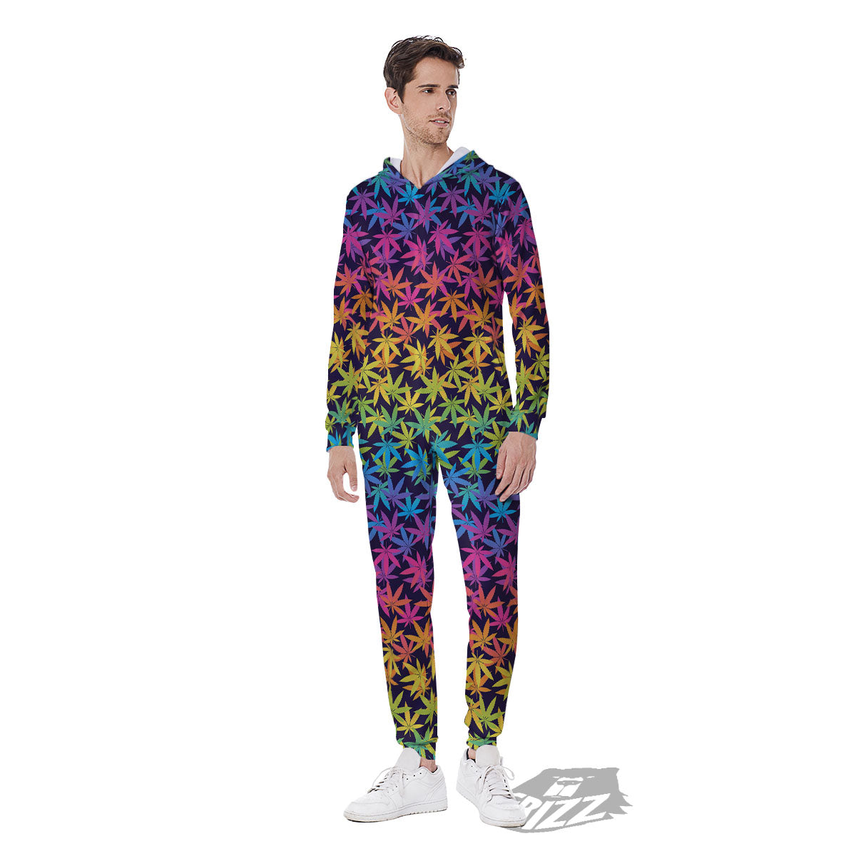 Weed Leaf Colorful Print Pattern Men's Jumpsuit-grizzshop