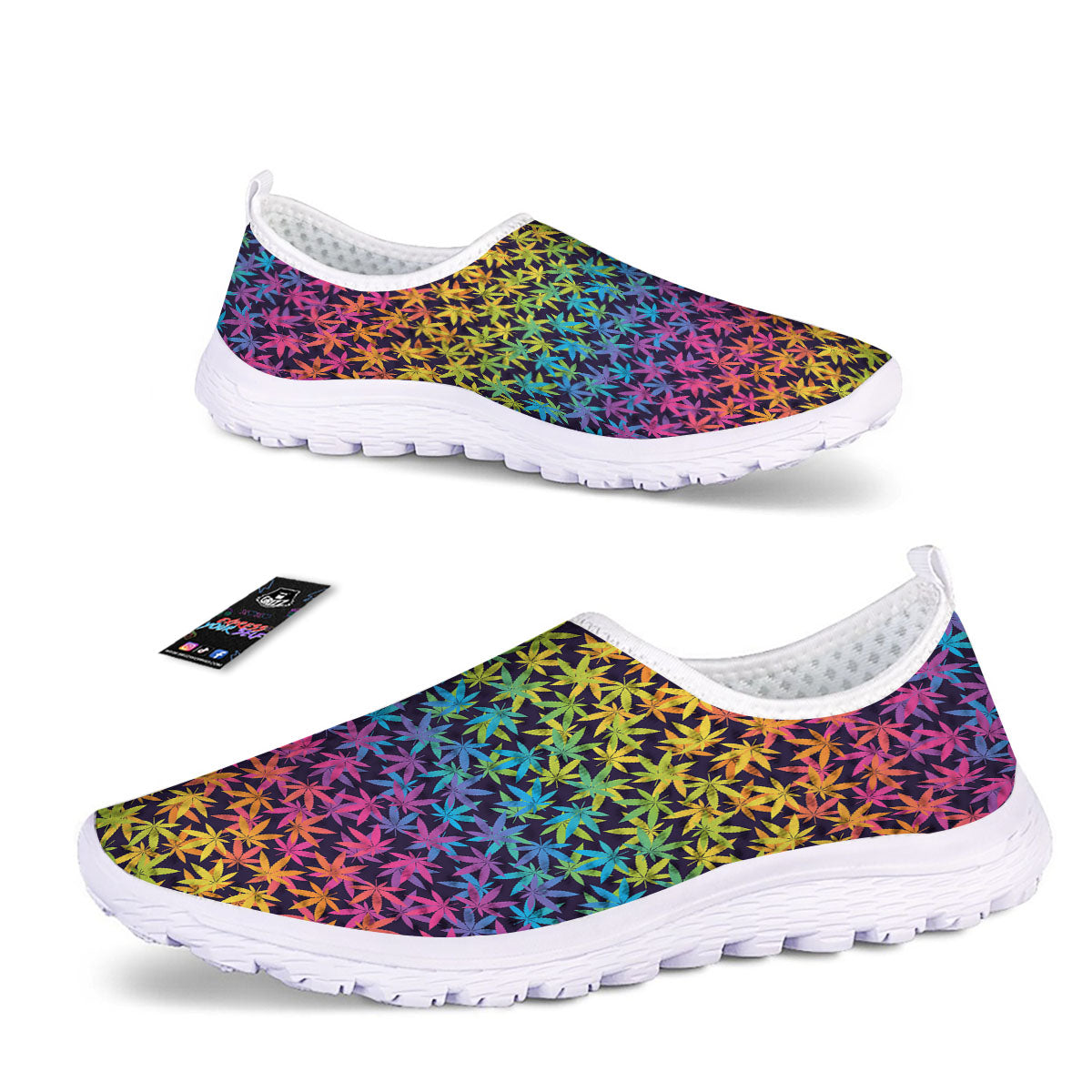 Weed Leaf Colorful Print Pattern Nurse Shoes-grizzshop