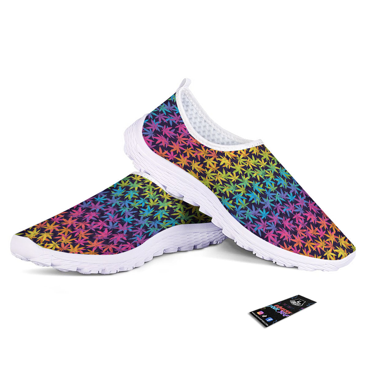 Weed Leaf Colorful Print Pattern Nurse Shoes-grizzshop