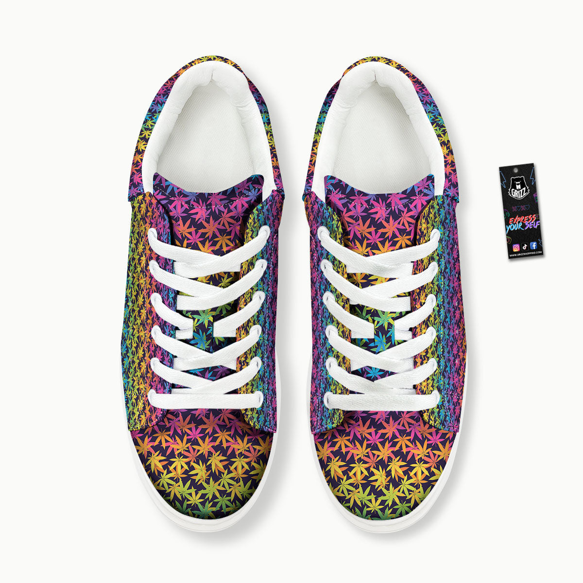 Weed Leaf Colorful Print Pattern Platform Shoes-grizzshop