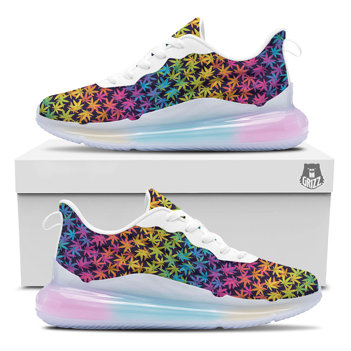 Weed Leaf Colorful Print Pattern Running Sneakers-grizzshop