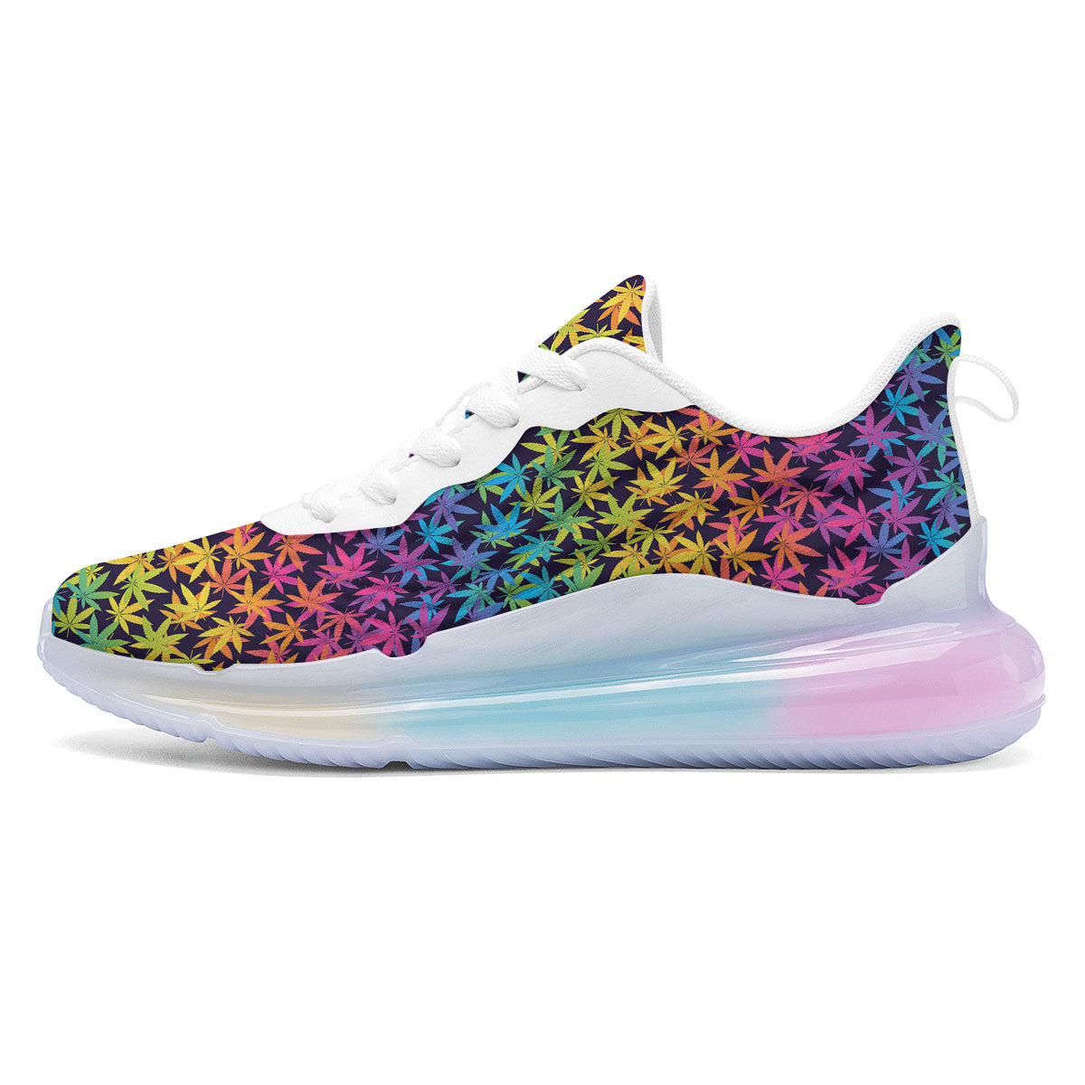 Weed Leaf Colorful Print Pattern Running Sneakers-grizzshop